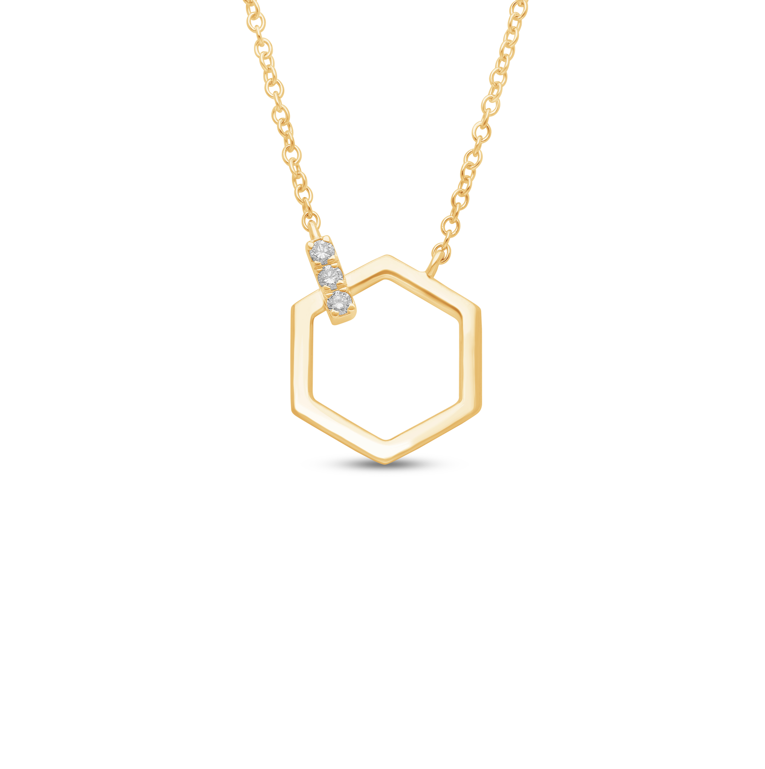 Sabel Collection Yellow Gold Octagon Pendant with Diamonds on 18" necklace chain